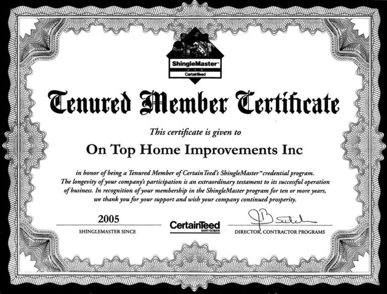 certainteed tenured member certificate